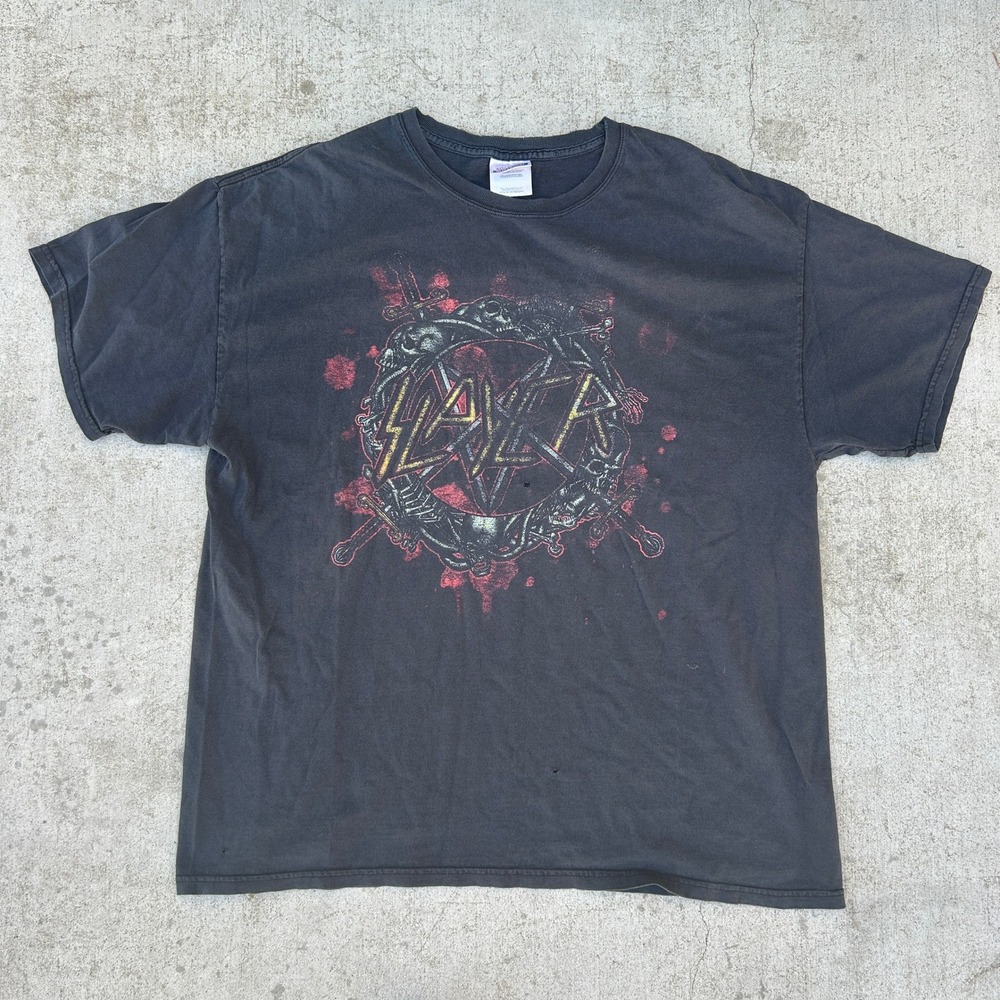 Slayer Band T Shirt XL Faded Black Vintage Heavy Metal Graphic Tee Grunge Hanes